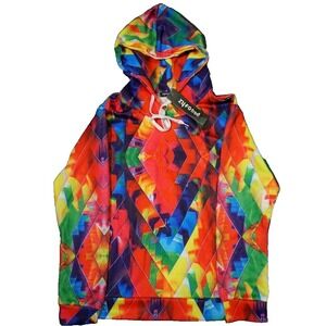 Abstract Prism AOP Men Asian Large (US Small) Pullover 3D Print Hoodie NEW